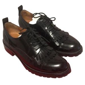 Valentino Black Patent Leather Oxford Flats